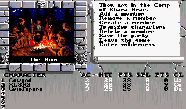 Amiga game screen for The Bard's Tale III: Thief of Fate