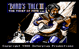Commodore 64 title screen for The Bard's Tale III: Thief of Fate