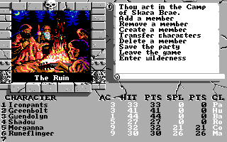 PC (MS-DOS) game screen for The Bard's Tale III: Thief of Fate