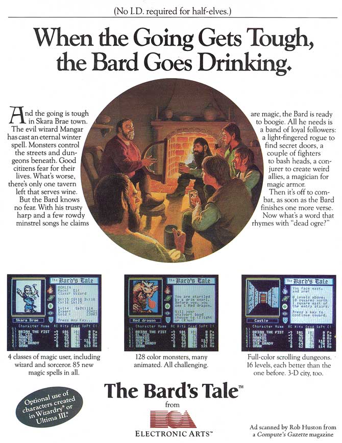 Advertisement for The Bard's Tale