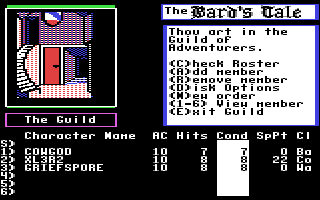 Commodore 64 game screen for The Bard's Tale