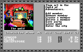 PC (MS-DOS) game screen for The Bard's Tale