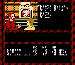 Nintendo game screen for The Bard's Tale