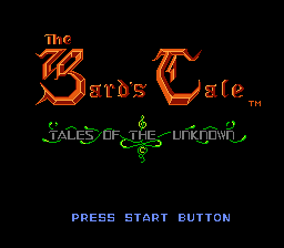 Nintendo title screen for The Bard's Tale